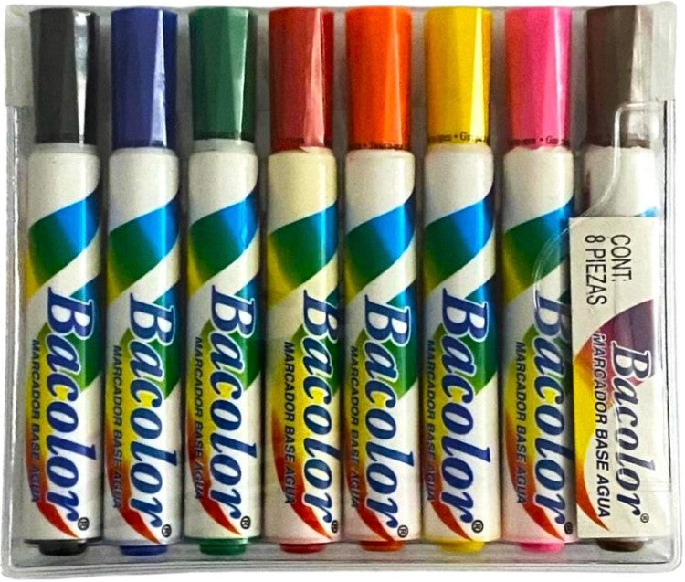 Marcador base Agua Bacôlor Plástico Colores Est.c/8 Baco® MR081 Estuche 7501174950311 01