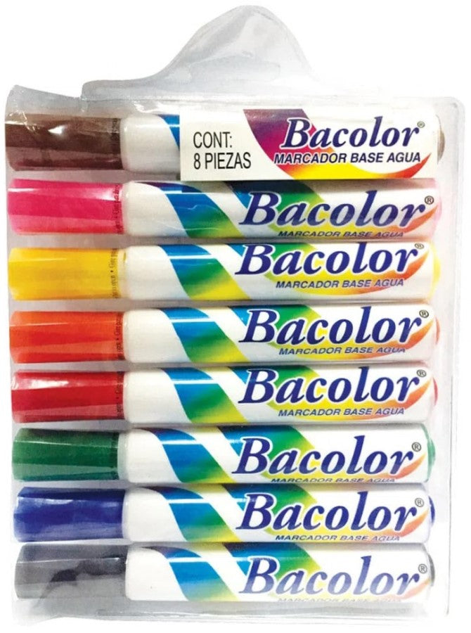 Marcador base Agua Bacôlor Plástico Colores Est.c/8 Baco® MR081 Estuche 7501174950311 02