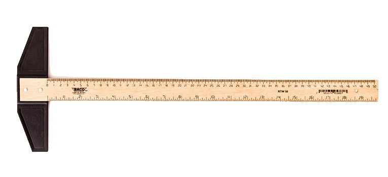 Regla "T" Escolar sin Bisel RTW-50 50cm Graduada Madera Baco® RT002 [Pieza] 7501174953817