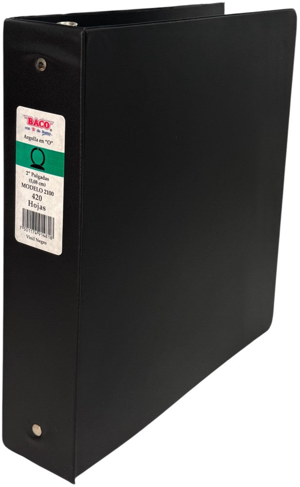 Carpeta 3 Argollas "O" 2100 2" Negro Carta Baco® CV020 Pieza 7501174914818 01