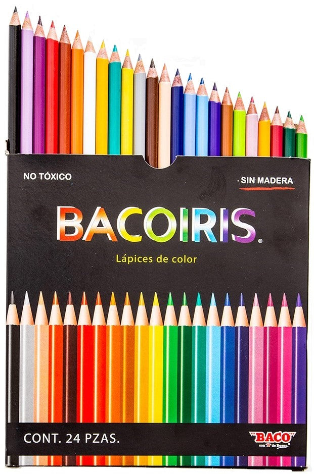 Color Sin Madera Largos Bacoiris Redondo Colores Est.c/24 Baco® LP003 [Estuche] 7501174952544