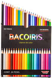 Color Sin Madera Largos Bacoiris Redondo Colores Est.c/24 Baco® LP003 Estuche 7501174952544