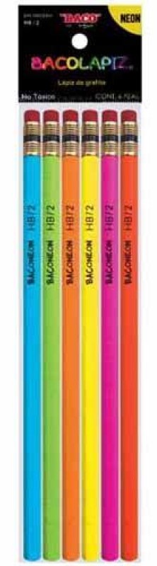 Lápiz Grafito Hexagonal BacôNeón Bolsa Bopp #2 Colores Neón Est.c/6 Baco® LP042 [Estuche] 7501174952605