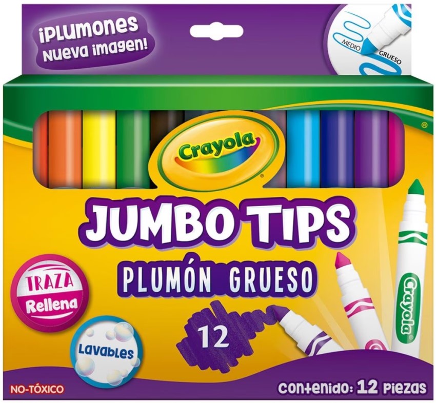 Marcador base Agua JumboTips Grueso Colores Est.c/12 Crayola® 580808 Estuche 7501058208088