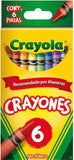 Crayón Estándar Colores Est.c/6 Crayola® 523006 Estuche 7501058201003 01