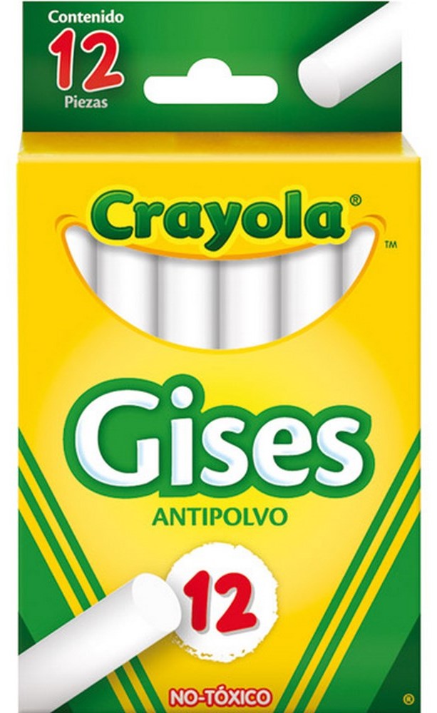 Gis Comprimido Anti-Polvo Blanco c/12 Crayola® 501402 Caja 7501058202109 01