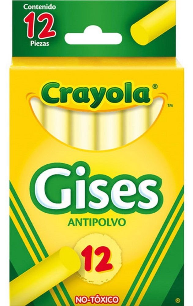 Gis Comprimido Anti-Polvo Amarillo Óptico c/12 Crayola® 501401 Caja 71662014018 01