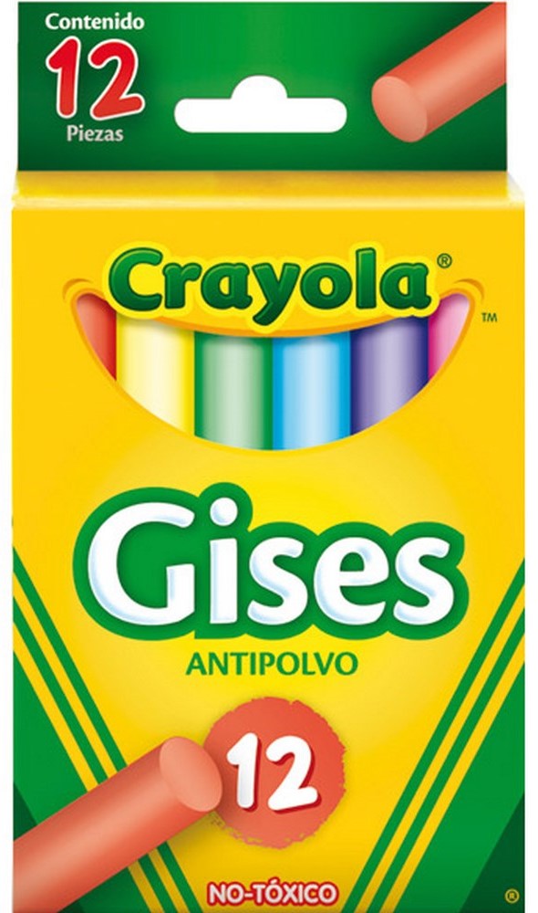 Gis Comprimido Anti-Polvo Colores c/12 Crayola® 501412 Caja 7501058205179 01