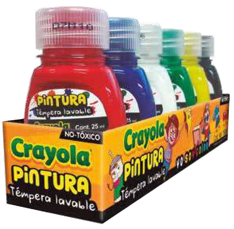 Pintura Témpera Crayola Lavable Básicos 25ml Colores (6) Est.c/6 Crayola® 542101 Estuche 7501058221018