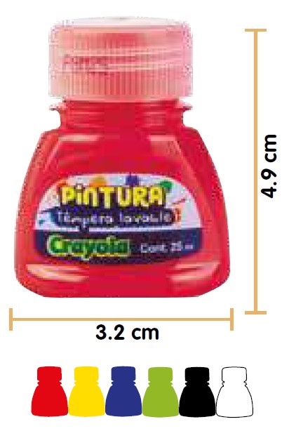 Pintura Témpera Crayola Lavable Básicos 25ml Colores (6) Est.c/6 Crayola® 542101 [Estuche] 7501058221018 2