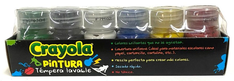 Pintura Témpera Crayola Lavable Básicos 25ml Colores (6) Est.c/6 Crayola® 542101 [Estuche] 7501058221018 3