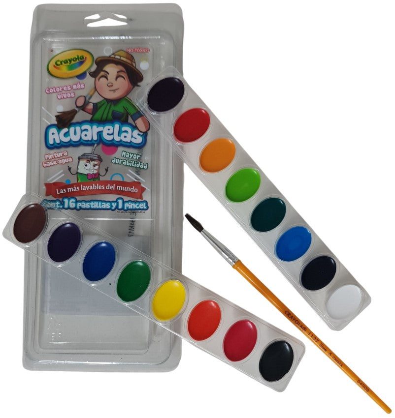 Acuarelas en Plástico c/Pincel Colores Est.c/16 Crayola® 530516 Estuche 7501058253163 03