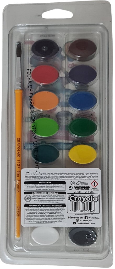 Acuarelas en Plástico c/Pincel Colores Est.c/16 Crayola® 530516 Estuche 7501058253163 04
