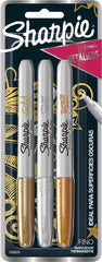 Marcador Permanente Sharpie Metallic Fino Oro,Plata,Bronc c/3 Sharpie® 1858004 [Paquete] 71641063211