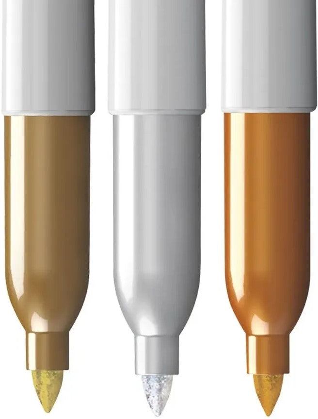 Marcador Permanente Sharpie Metallic Fino Oro,Plata,Bronc c/3 Sharpie® 1858004 [Paquete] 71641063211 2