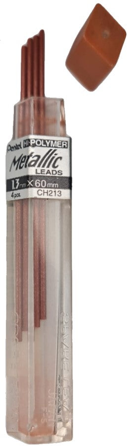 Minas Metallic 1.3×60mm 1.3mm Bronce Tubo c/4 Pentel® CH213M-E Tubo 72512130025 02