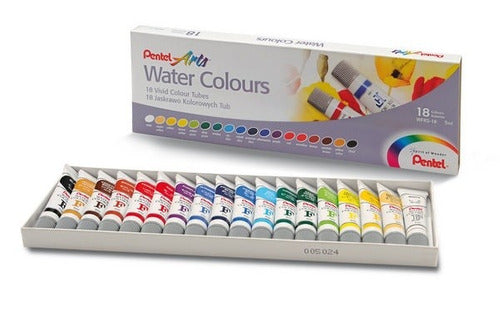 Pintura Acuarela Arts Water Colours c/18 Colores Tubos 5ml Pentel® WFRS-18 Caja 4711577025681 01