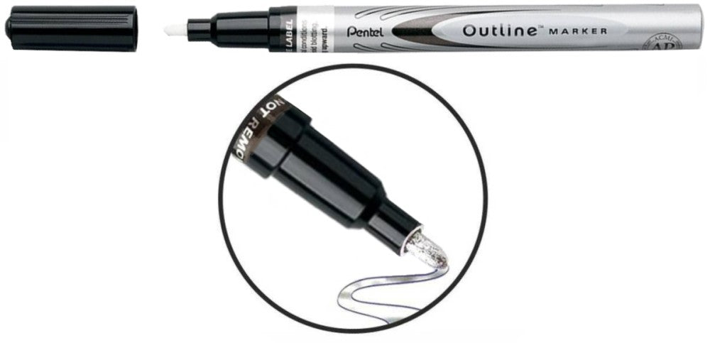 Marcador de Pintura Tinta Plateada Contorno Negro Pentel® MSP60-ZA Pieza 72512202470 01 Imagen principal del producto