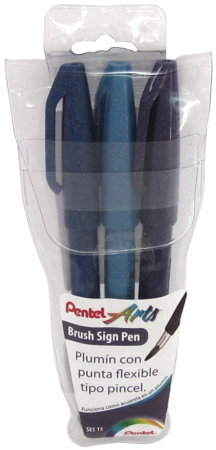 Marcador base Agua Brush Sign Pen Azul,Cielo,Viol Est.c/3 Proesa® SES15C-CSV-EST [Estuche] 841625007063