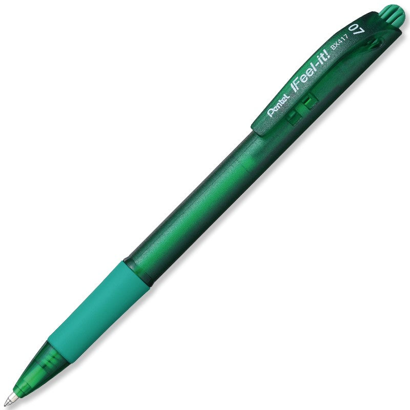 Bolígrafo Gel Retráctil Feel It Verde 0.7mm Pentel® BX417-D Pieza 884851028143 01