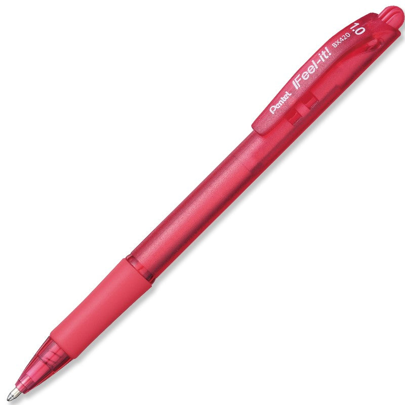Bolígrafo Gel Retráctil Feel It ! punta Metálica Rojo 1.0mm Pentel® BX420-B Pieza 884851028204 01