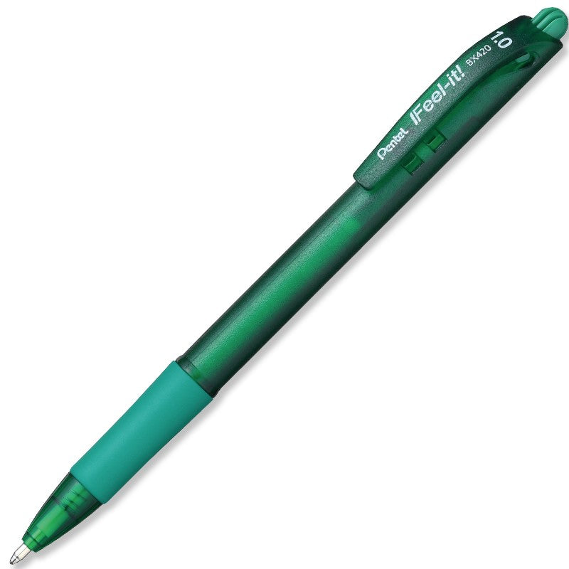 Bolígrafo Gel Retráctil Feel It ! punta Metálica Verde 1.0mm Pentel® BX420-D Pieza 884851028228 01