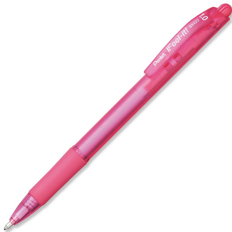 Bolígrafo Gel Retráctil Feel It ! punta Metálica Rosa 1.0mm Pentel® BX420-P Pieza 884851028242 01