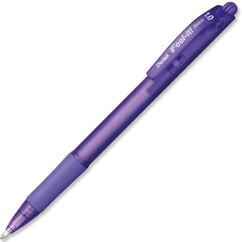 Bolígrafo Gel Retráctil Feel It ! punta Metálica Violeta 1.0mm Pentel® BX420-V Pieza 884851028266 01