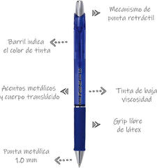 Bolígrafo Gel Retráctil Feel It Azul 1.0mm Pentel® BX480-C [Pieza] 884851028693 3