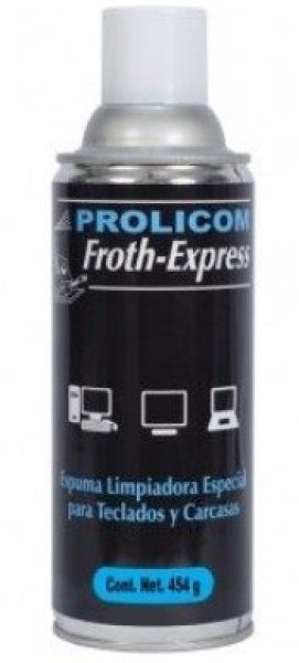 Espuma Limpiadora Froth-Express p/Teclado 454g p/Carcasas PC-Laptop Prolicom® 367056 Aerosol 7503009367059