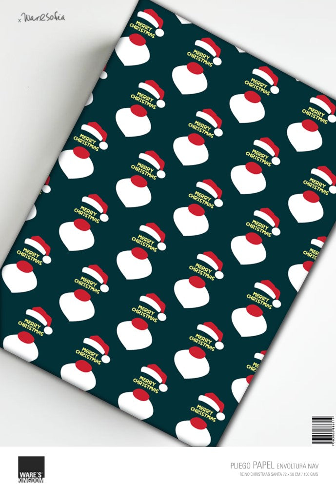 Papel p/Regalo Navidad Santa f/Black-Pinos f/Red 100g Surtido 72×50cm Ware’s® Kingdom Hoja 750300688