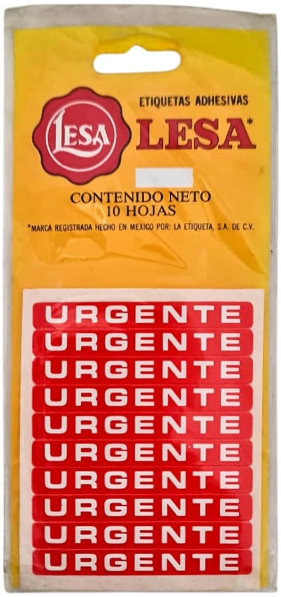 Etiqueta Adhesiva Blíster Urgente Fondo Rojo c/100 Lesa® [Pieza] Imagen principal del producto