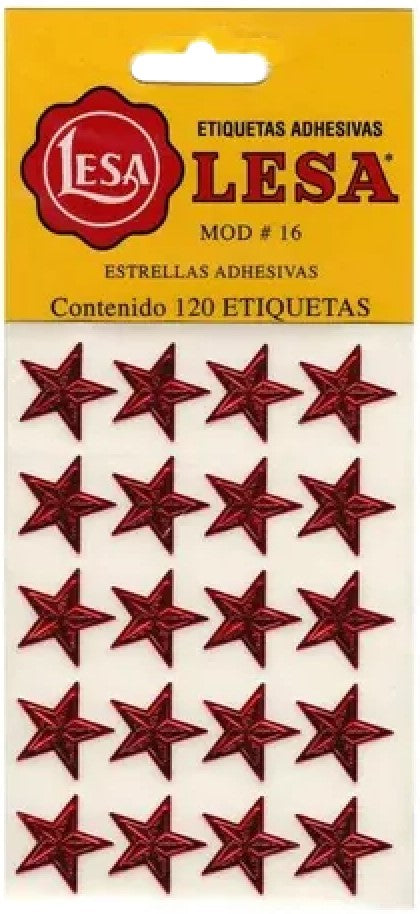 Etiqueta Adhesiva Blíster Estrella 18mm #16 Rojo c/120 Lesa® [Pieza] 7501036702126