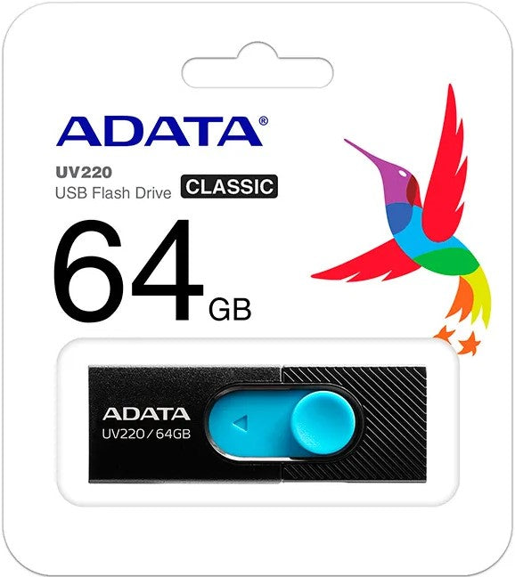 Memoria USB 2.0 Retractil 64gb Negro-Azul CLASSIC ADATA® AUV22064G-RBKBL [Pieza] 4713218462763 2