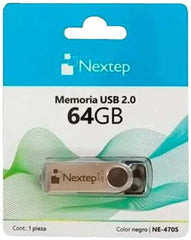 Memoria USB Tipo A 2.0 Twist 64gb Negro/Metal Nextep® NE-470S [Pieza] 7501811276484
