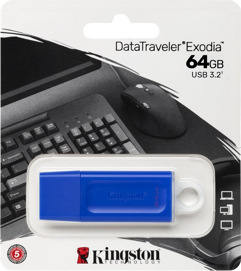 Memoria USB 3.2 Gen1 DataTraveler® 64gb Azul Exodia™ Kingston® KC-U2G64-7 GB [Pieza] 740617331394