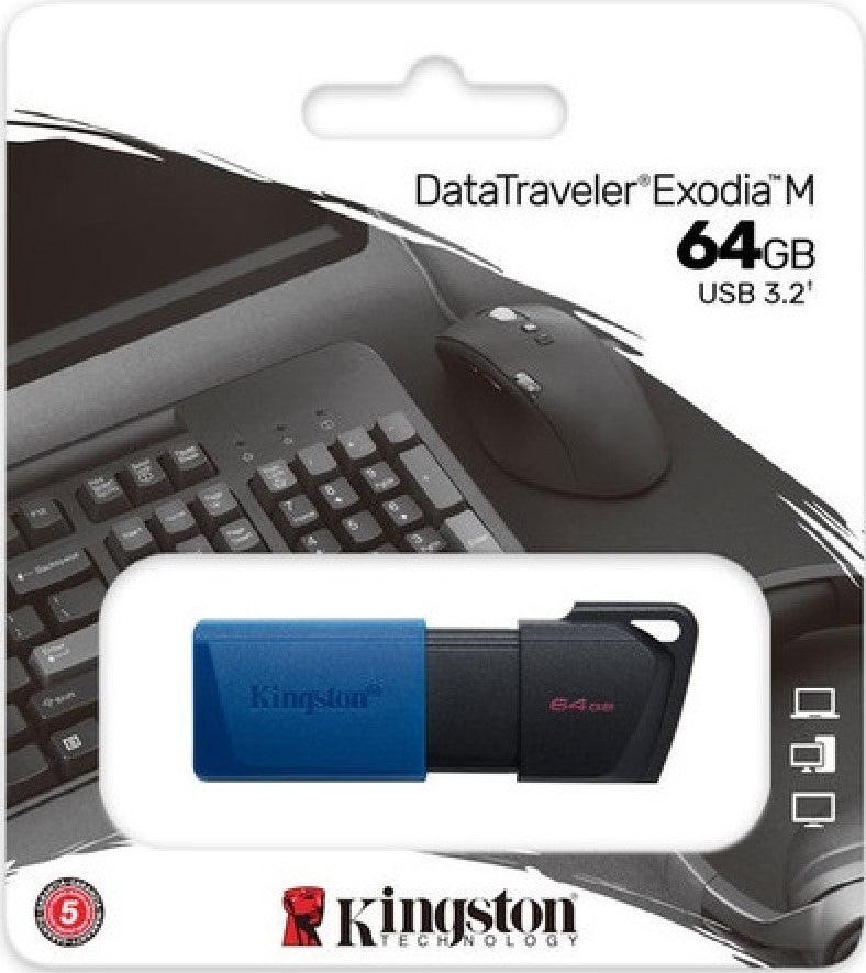 Memoria USB 3.2 Gen1 DataTraveler® 64gb Negro-Azul Exodia™ Kingston® DTXM/64GB [Pieza] 740617326260 2