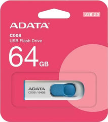 Memoria USB 2.0 Retractil 64gb Blanco-Azul CLASSIC ADATA® AC008-64G-RWE [Pieza] 4713435791462 2