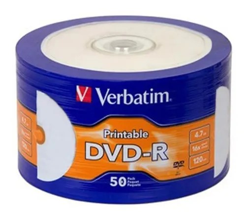 DVD -R 4.7gb 16× 120min Imprimible Pack c/50 Verbatim® VB97167 [Paquete] 23942971672