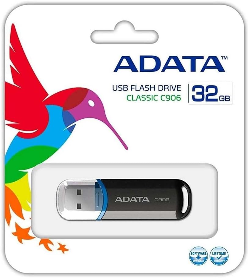 Memoria USB Tipo A 2.0 c/Tapa 32gb Negro/Transpare C906 ADATA® AC906-32G-RBK [Pieza] 4713435791912 2