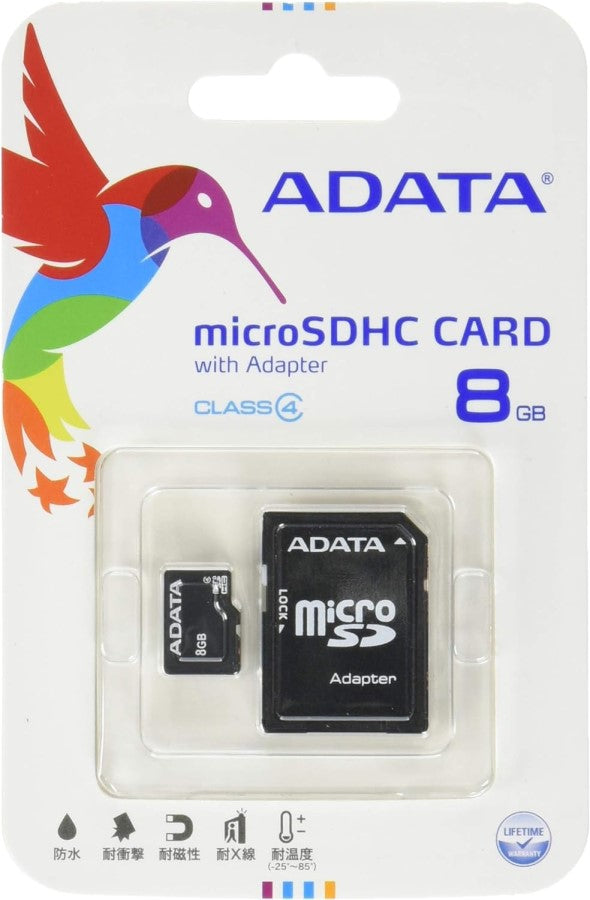 Memoria SD Micro SD Class 4 8gb c/Adapatador SD ADATA® AUSDH8GCL4 Pieza 4718050602490