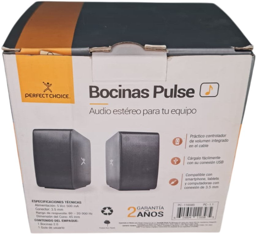 Bocinas para PC Estéreo Pulse 3.5mm plug USB-A power Negro Perfect Choice® PC116585 [Pieza] 615604116585 8