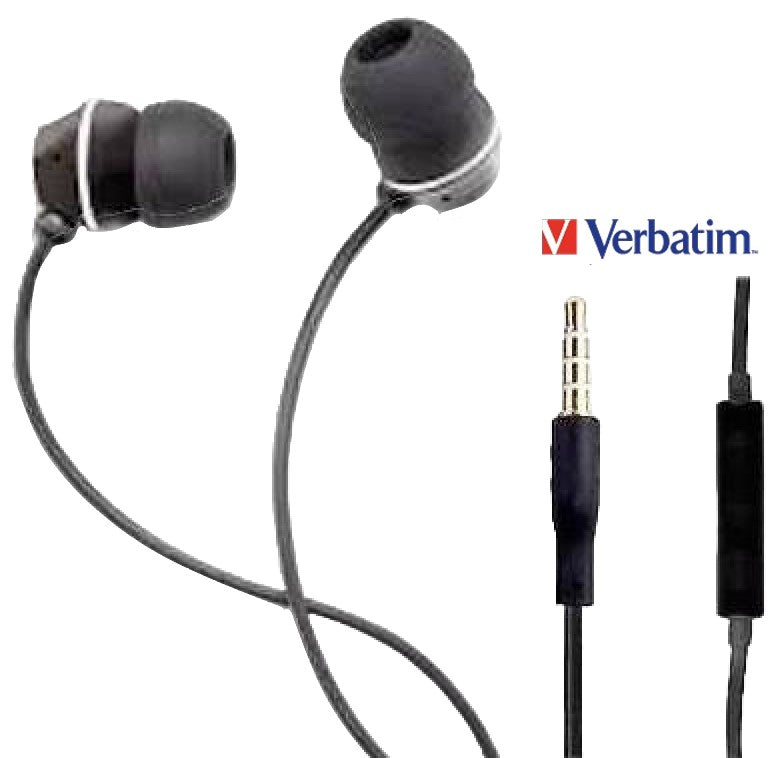 Audífonos Alámbricos Estéreo c/Micrófono 3.5mm Negro Verbatim® 99726 Pieza 23942997269