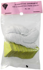 Etiqueta p/Precios c/Hilo Forma Diamante c/100 Nº104 Amarillo Neón 30×25mm Proesa® Bolsa 01