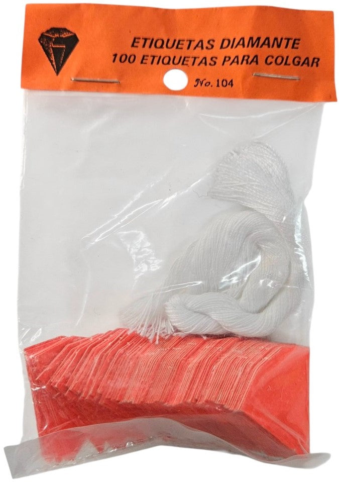 Etiqueta p/Precios c/Hilo Forma Diamante c/100 Nº104 Rojo Neón 30×25mm Proesa® Bolsa 01