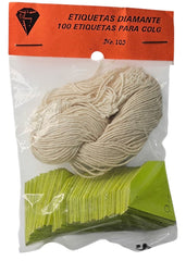 Etiqueta p/Precios c/Hilo Forma Diamante c/100 Nº105 Amarillo Neón 30×30mm Proesa® Bolsa 01