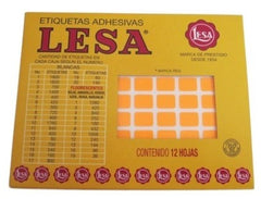 Etiqueta Adhesiva Clásica c/2160 12 hojas Naranja Neón #01 12×9mm Lesa® Pieza 01