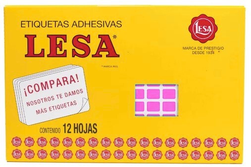 Etiqueta Adhesiva Clásica c/2160 12 hojas Rosa Neón #01 12×9mm Lesa® Pieza 02