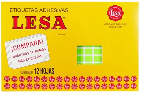 Etiqueta Adhesiva Clásica c/2160 12 hojas Verde Neón #01 12×9mm Lesa® Pieza 01