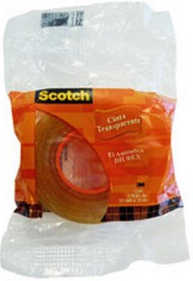 Cinta Adhesiva Celofán #600 Scotch® Transparente 19mm×33m 3M® MT-9001-8155-3 [Pieza] 7501023100171